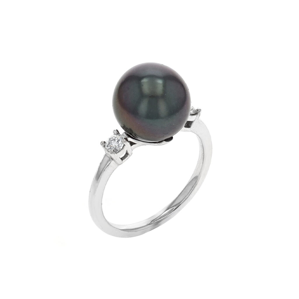 K White Gold Tahitian Pearl And Diamond Ring Josephs Jewelers