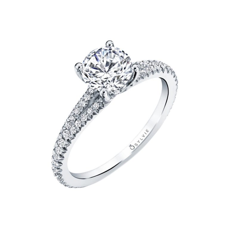 14K White Gold Classic Engagement Ring Semi-Mounting