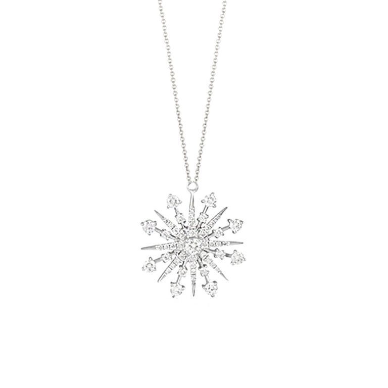 18K White Gold Diamond Snowflake Necklace