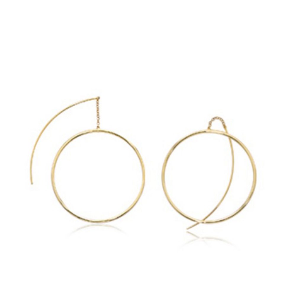 14K Yellow Gold Hoop Threader Earrings
