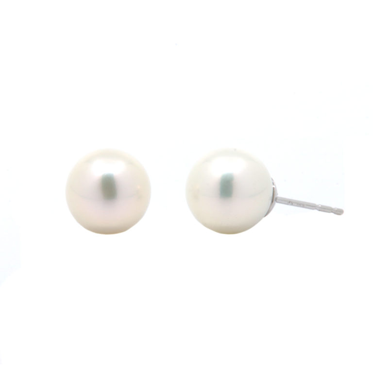 14K White Gold Freshwater Pearl Stud Earrings