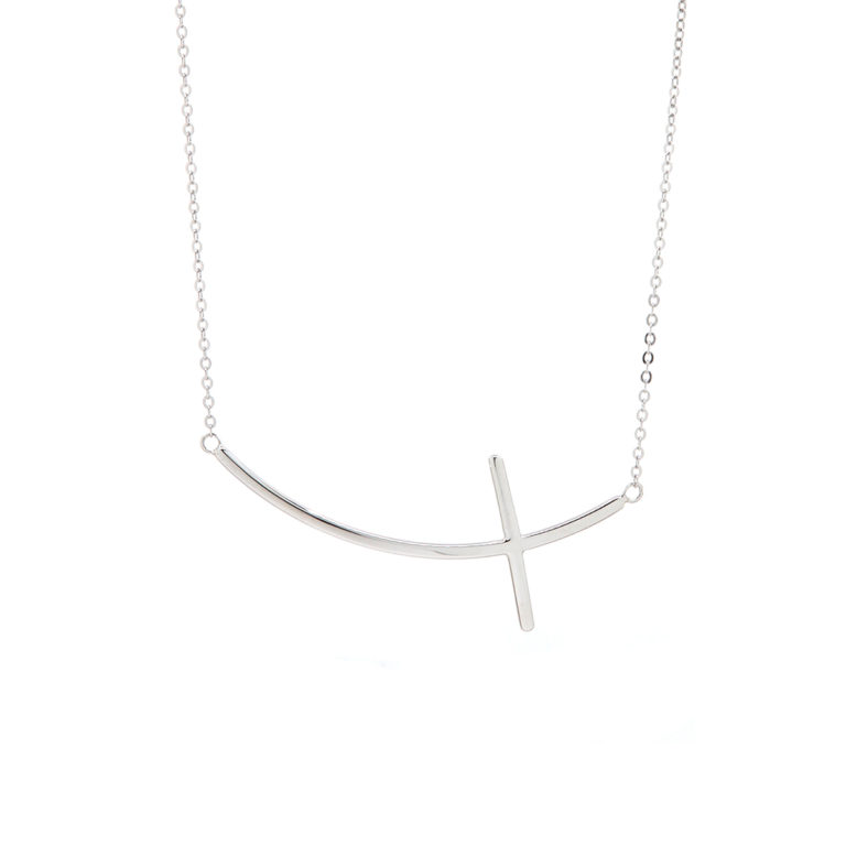 Sterling Silver Sideaways Cross Necklace