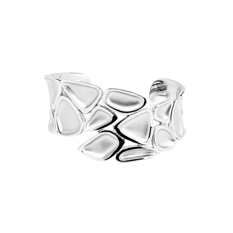 Sterling Silver Concave Pebble Cuff Bracelet
