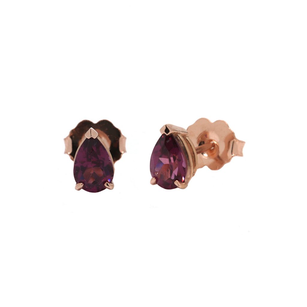 14K Rose Gold Rhodolite Garnet Earrings