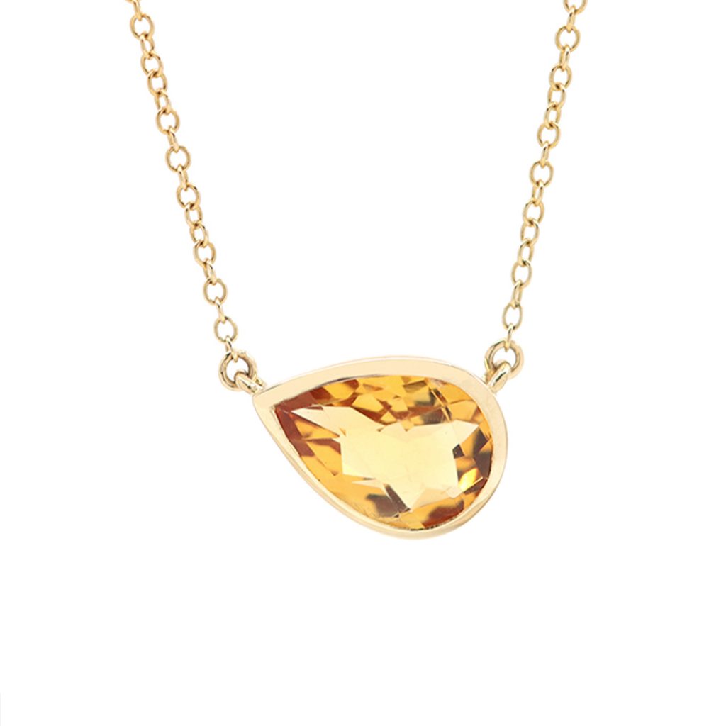 14K Yellow Gold Pear-Shaped Citrine Necklace