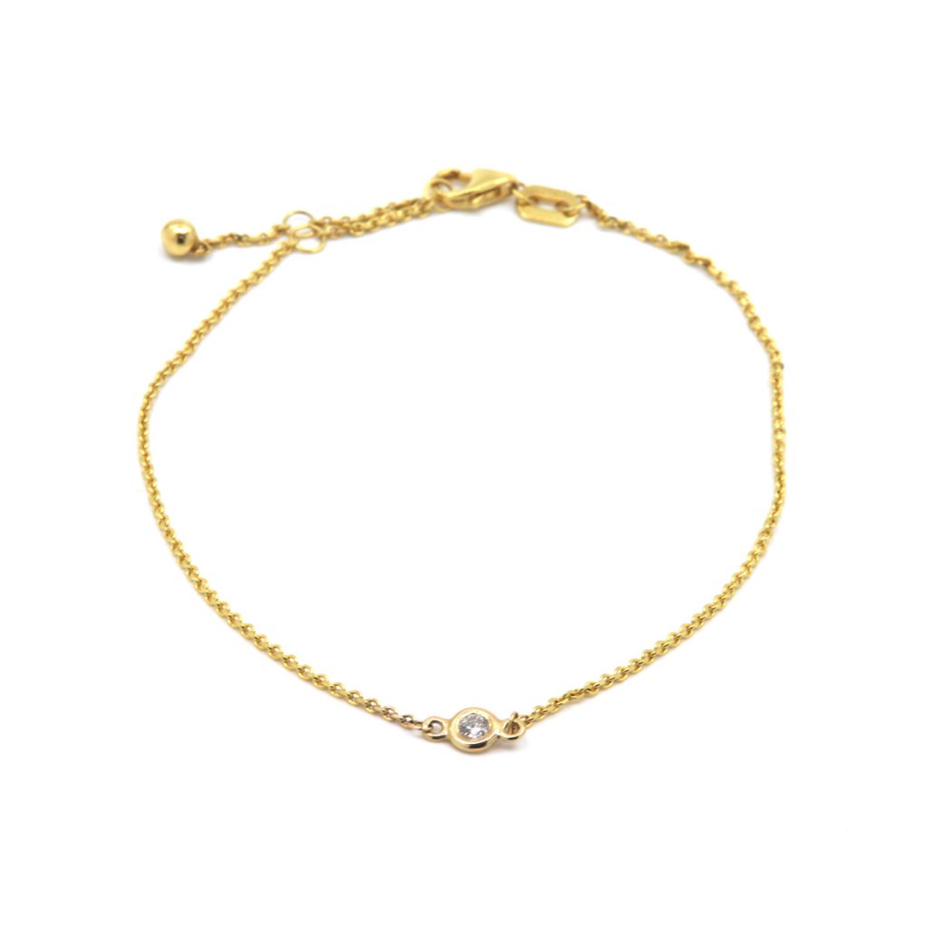 14K Yellow Gold Solitaire Diamond Link Bracelet