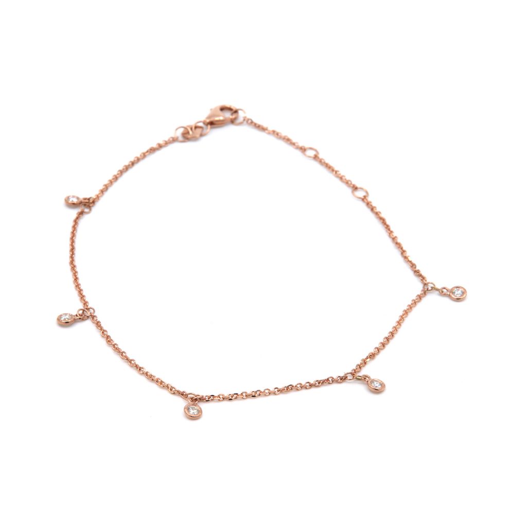 14k Rose Gold Bezel-Set Diamond Bracelet