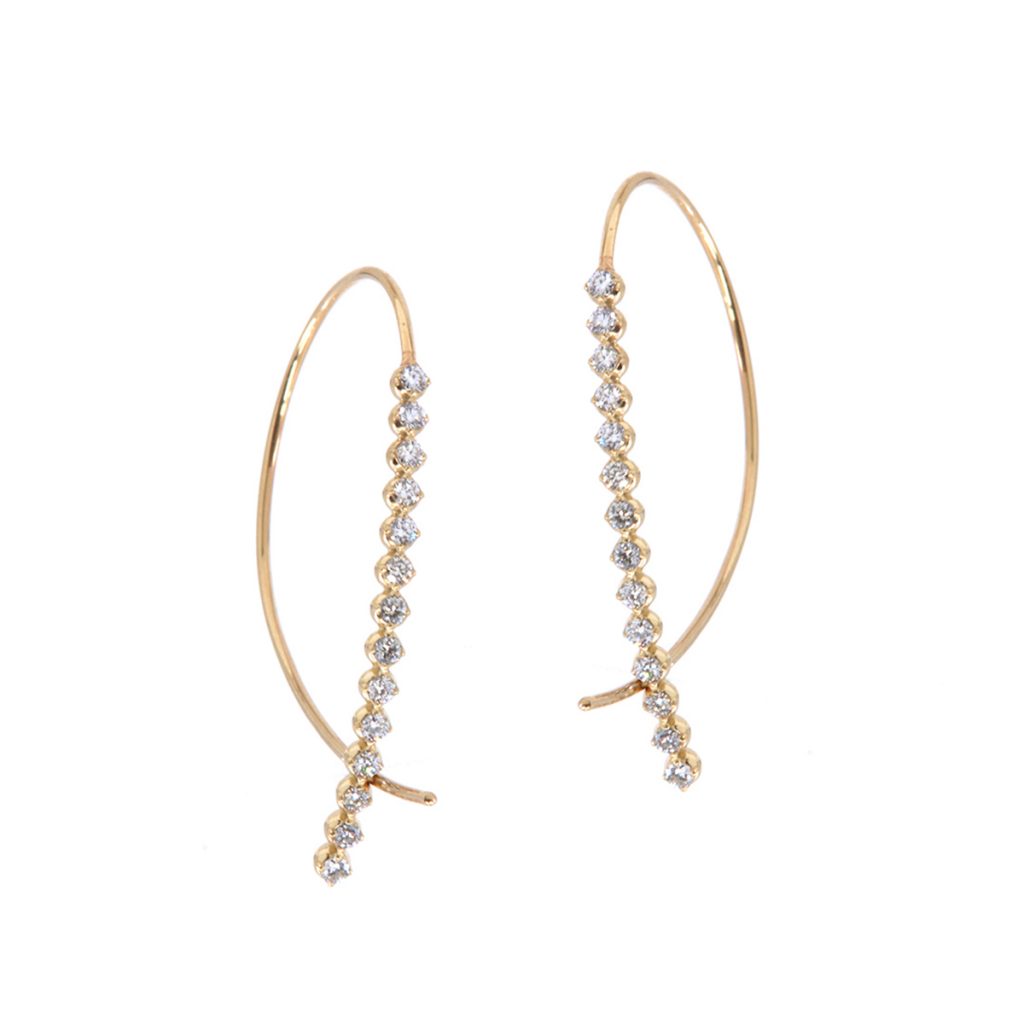 14K Yellow Gold Diamond Dangle Earrings