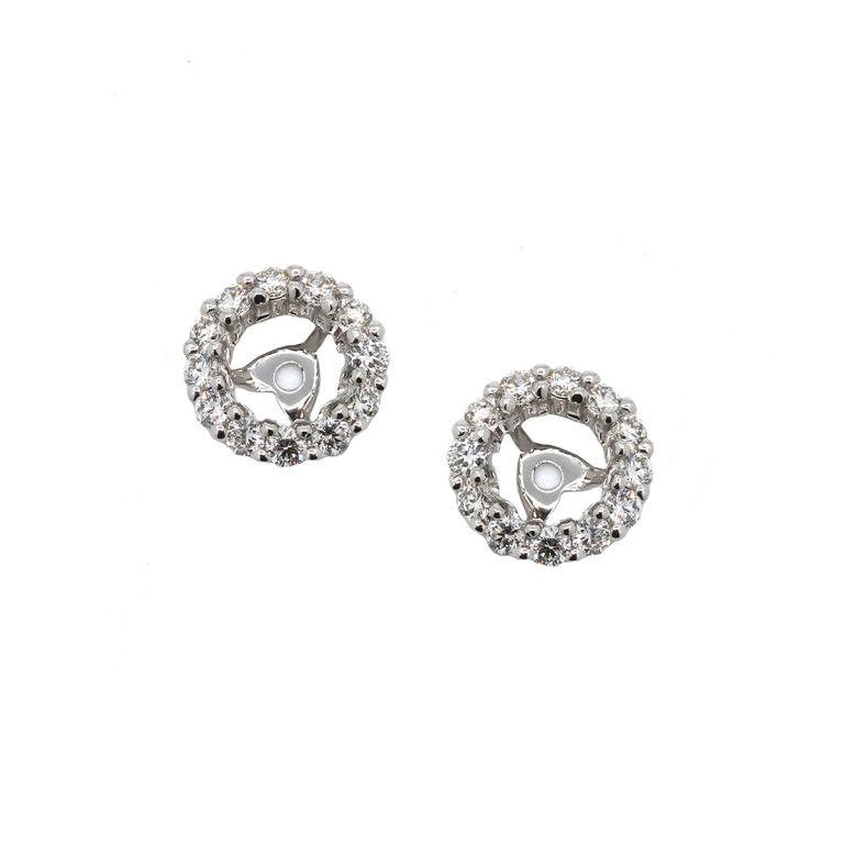 14K White Gold Open Circle Diamond Earring Jackets