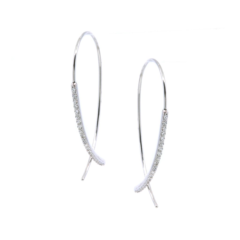 14K White Gold Diamond Threader Earrings