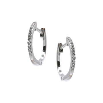 14K White Gold Diamond Hoop Earrings