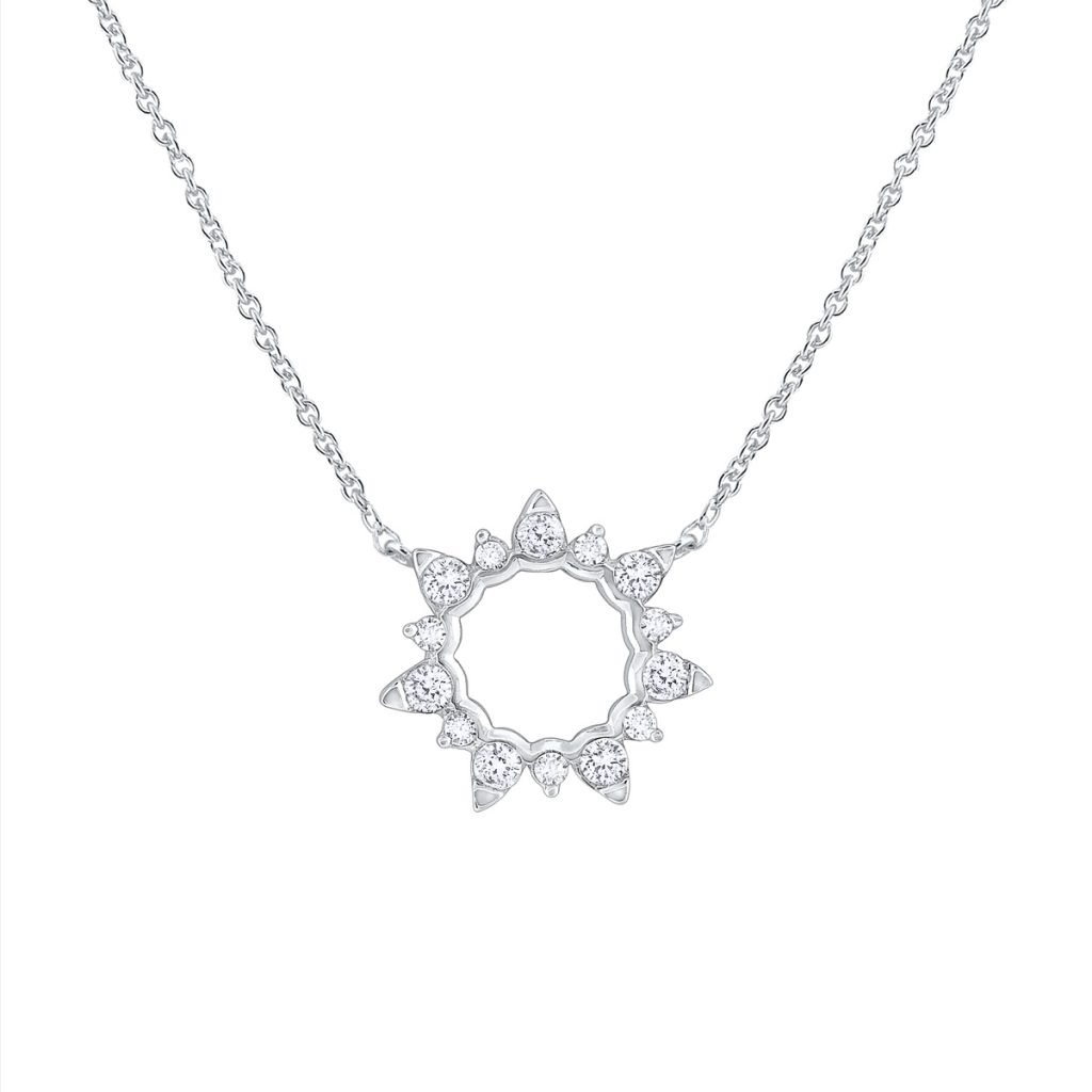 14k White Gold Diamond Starburst Necklace