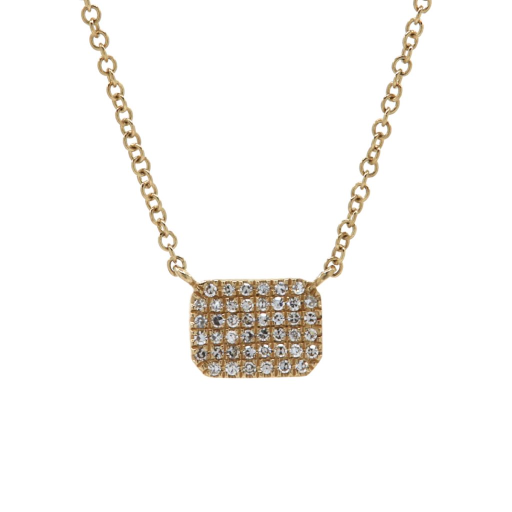 14K Yellow Gold Diamond Pavé Cushion Shape Necklace