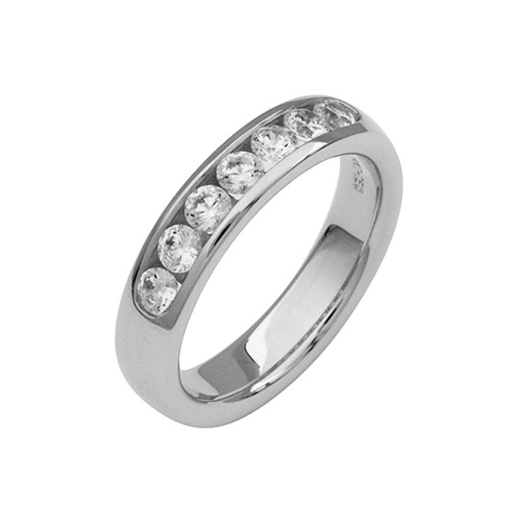 14K White Gold Channel Diamond Wedding Band