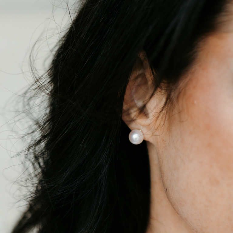 14K White Gold Akoya Pearl Stud Earrings