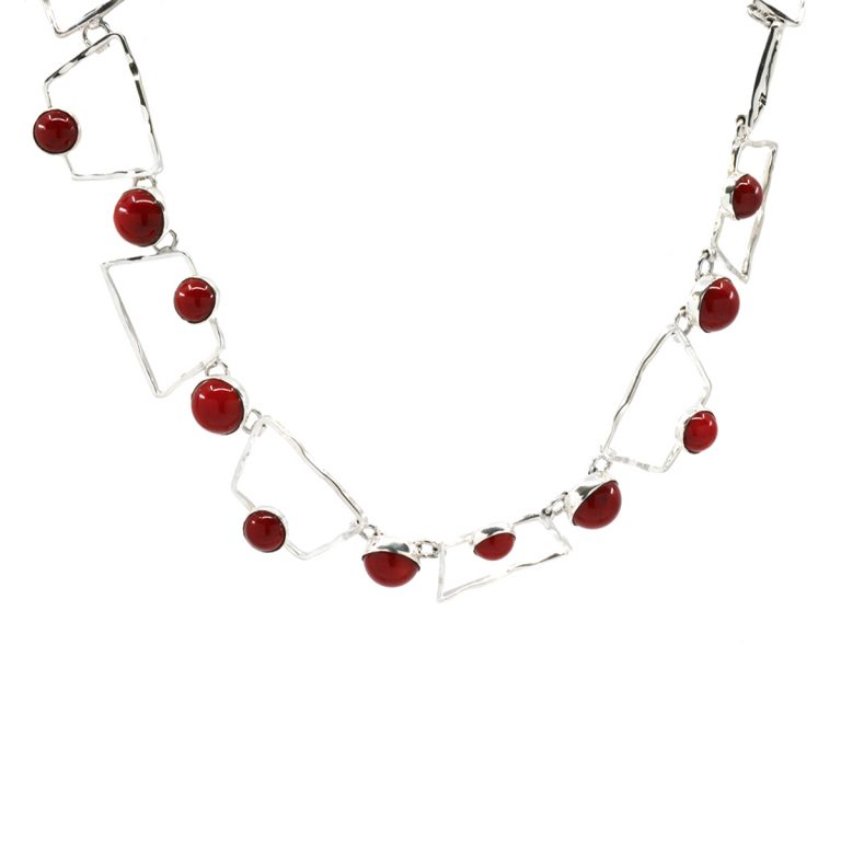 Sterling Silver Dyed Red Coral Necklace