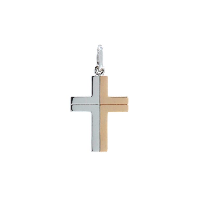 Sterling Silver and Rose Gold Plated Cross Pendant