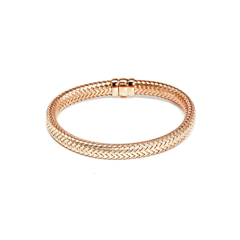 Sterling Silver Braided Pink Bangle