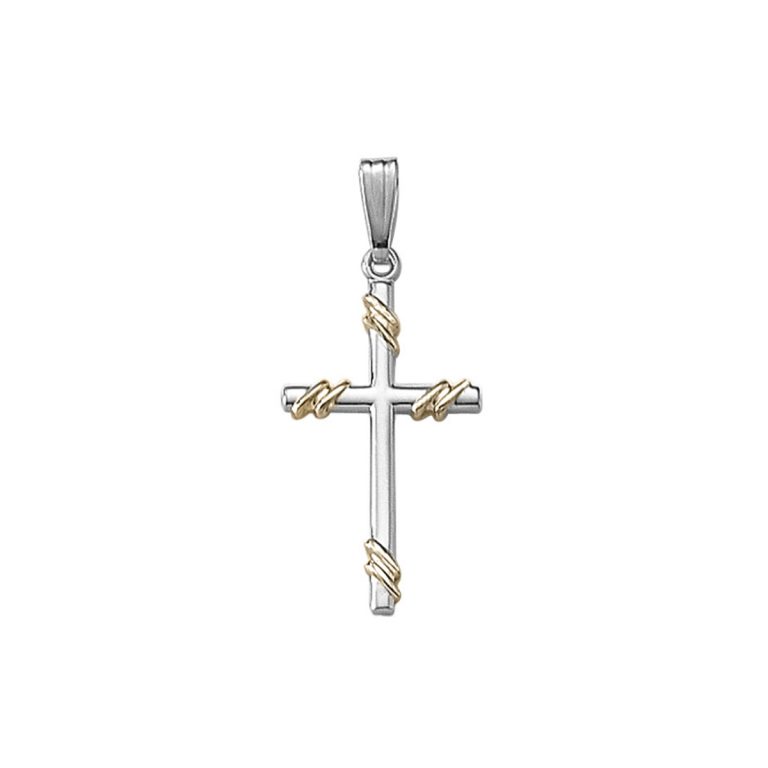 Two-Tone Polished Embossed Cross