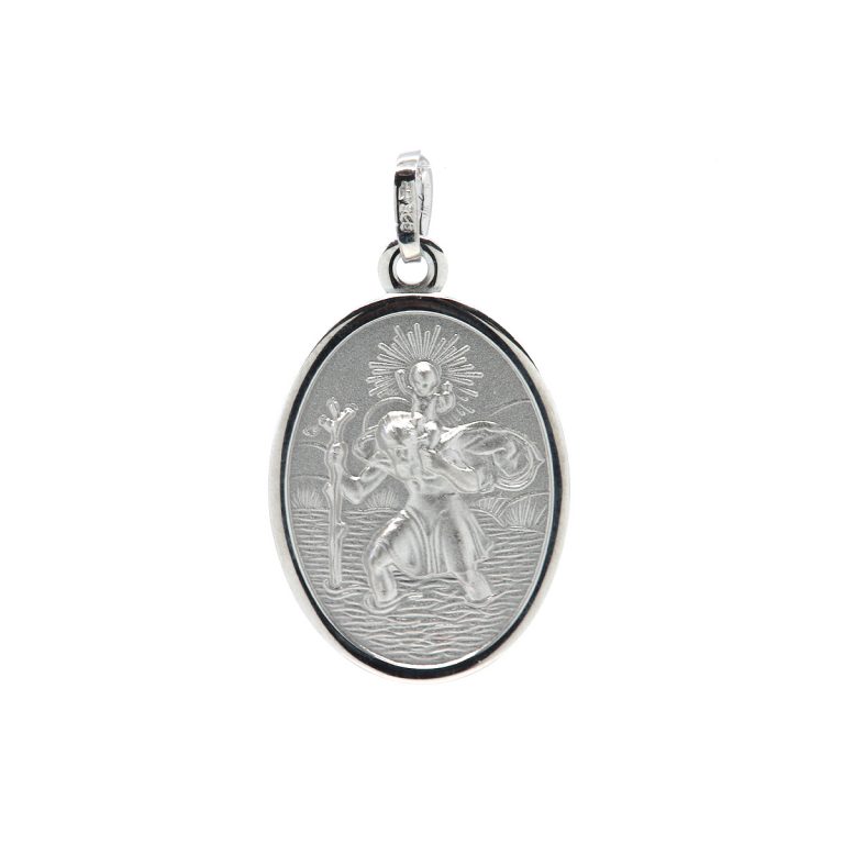 Sterling Silver Oval St. Christopher Pendant