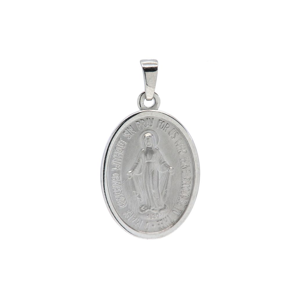 Sterling Silver Oval Miraculous Medal Pendant