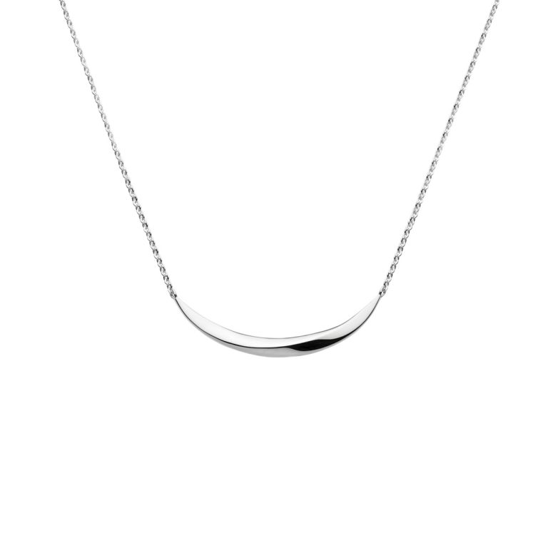 Sterling Silver Bevel Curve Bar Necklace