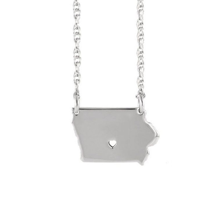 Sterling Silver Iowa Necklace