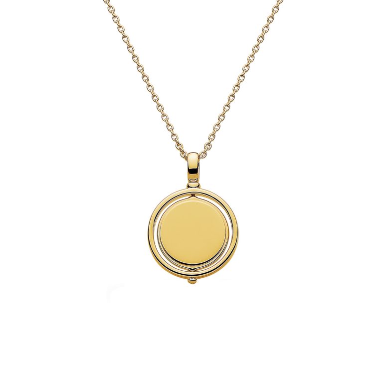 Sterling Silver and Gold Plated Round Spinner Pendant with Chain
