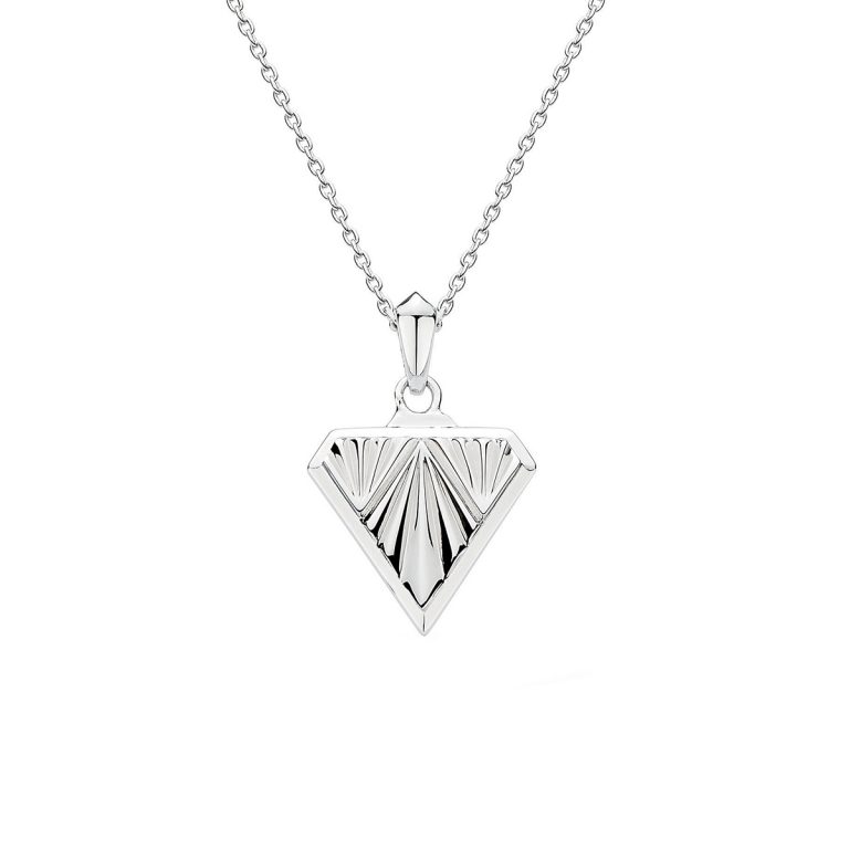 Sterling Silver Deco Diamond Shaped Necklace