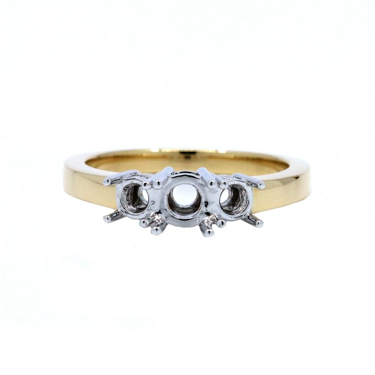 14K Two-Tone Three-Stone Engagement Ring Mounting