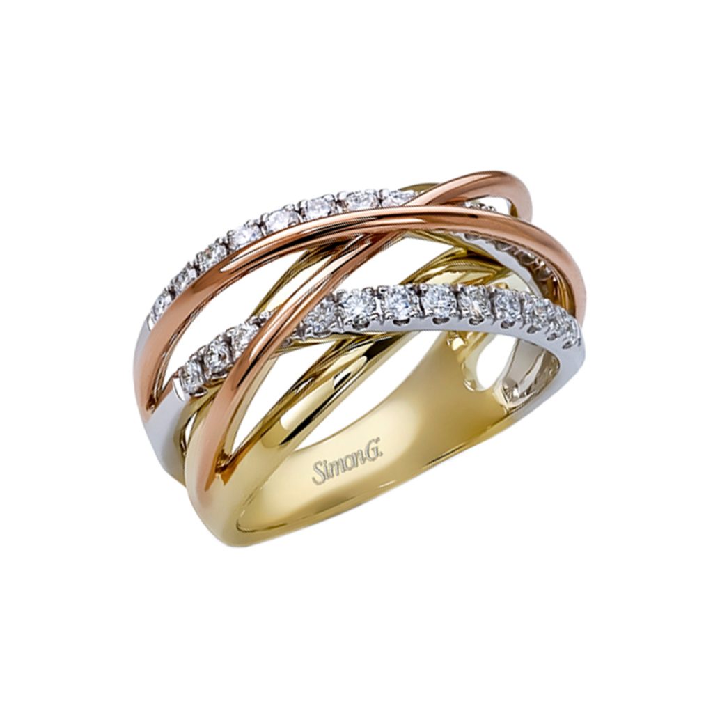 Three Tone Intertwined Right Hand Ring