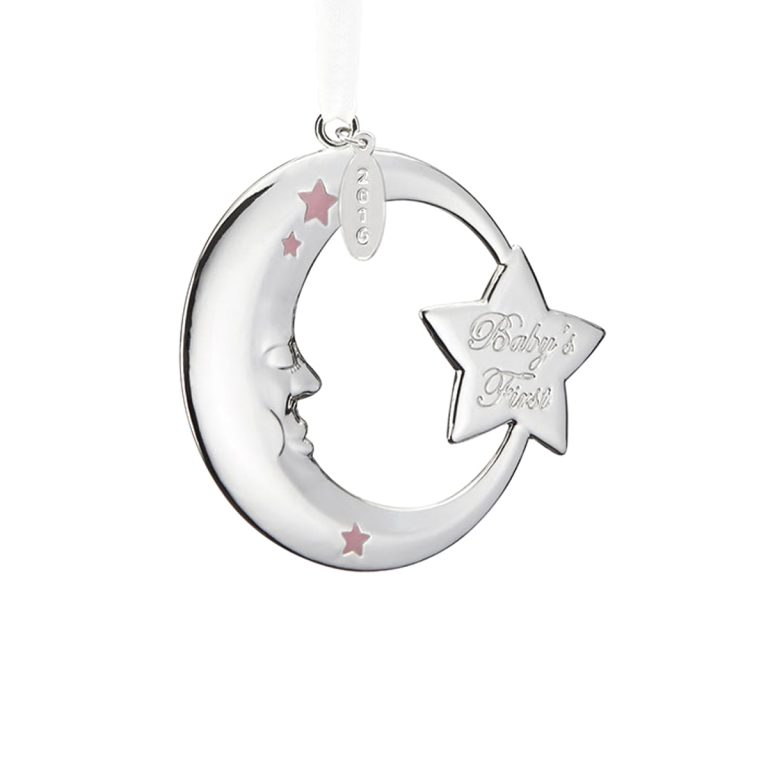 Reed & Barton 2016 Baby's First Christmas, Pink Moon Ornament