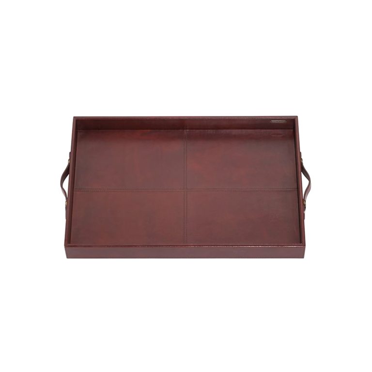 Reed and Barton Hudson Leather Bar Tray