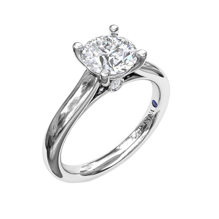 14K White Gold Classic Peek-a-Boo Engagement Ring Mounting