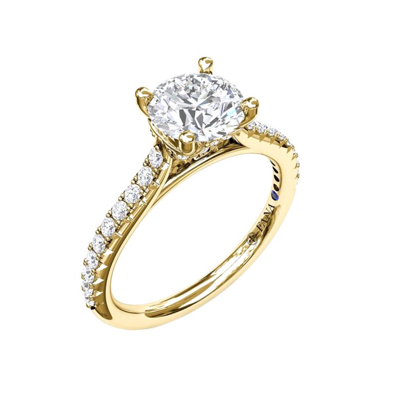 14K Yellow Gold Delicate Classic Engagement Ring Semi-Mounting