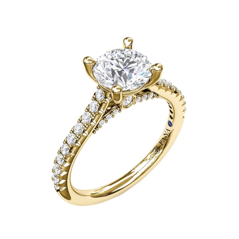 14K Yellow Gold Classic Diamond Engagement Ring Semi-Mounting