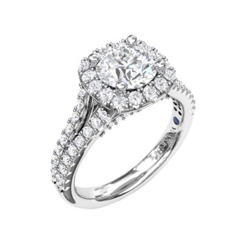 14K White Gold Cushion Halo Engagement Ring Semi-Mounting