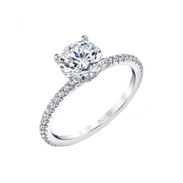14K White Gold Classic 'Maryam' Engagement Ring Semi-Mounting