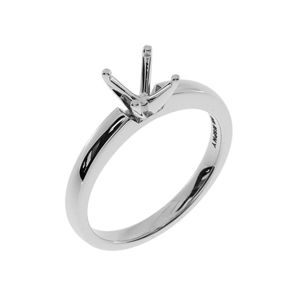 14K White Gold Cathedral Solitaire Engagement Ring Mounting