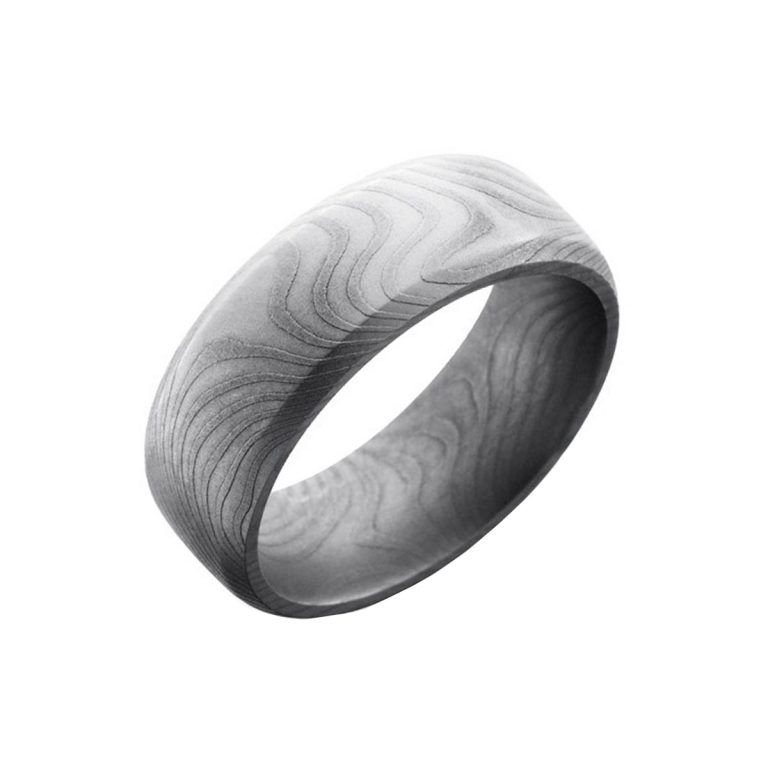 Damascus Steel Domed Wedding Band