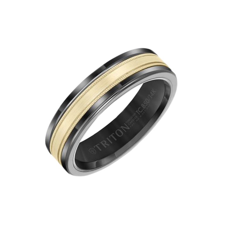 Black Tungsten and 14K Yellow Gold Band