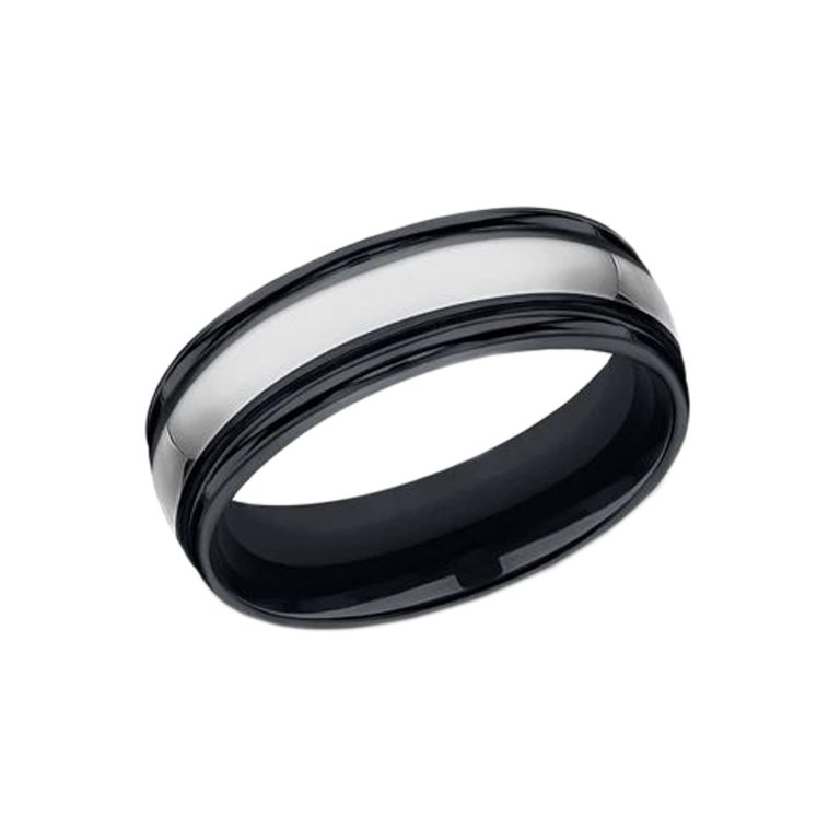 Black Ceramic and Tungsten 7mm Band