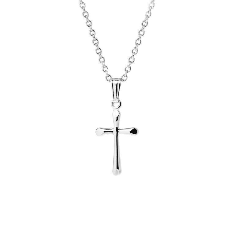 Children's Sterling Silver Flared Cross Pendant with Chain