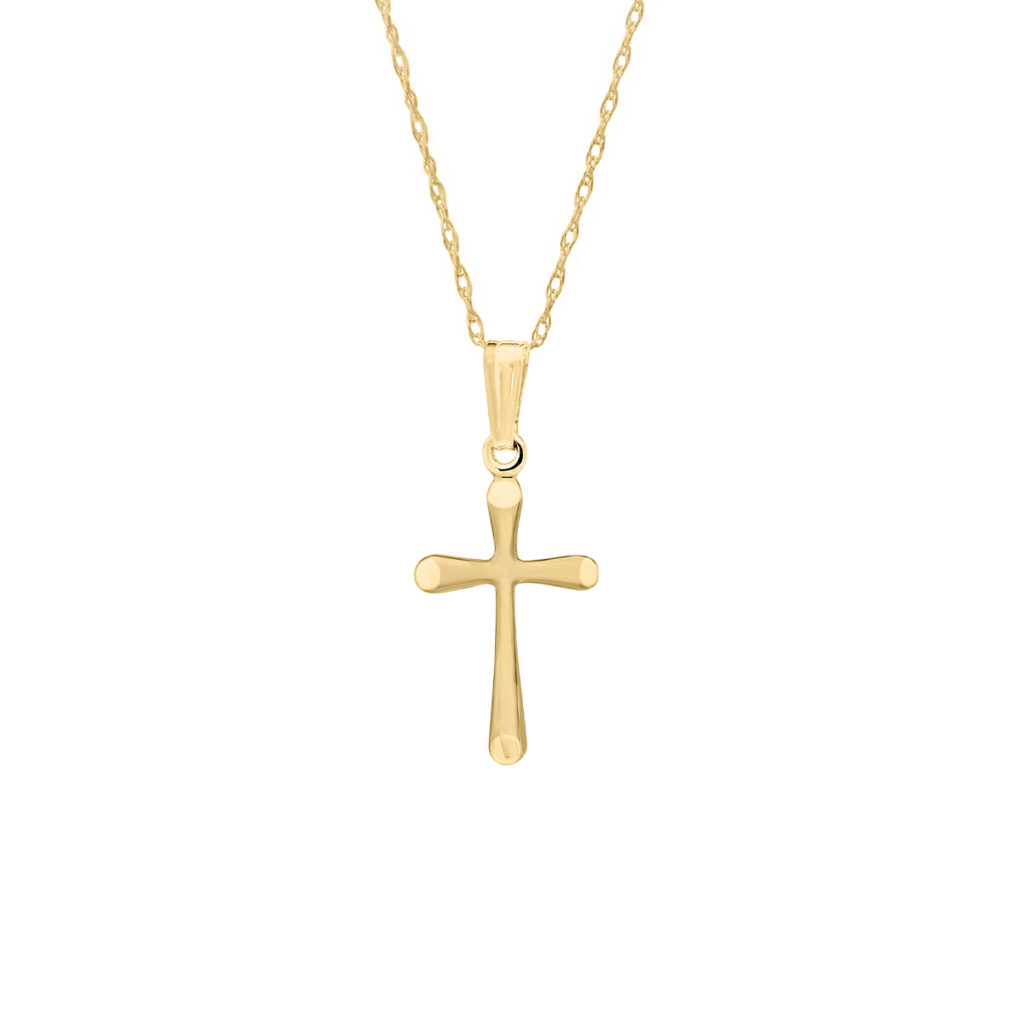 14K Yellow Gold Children’s Flared Cross Pendant with Chain