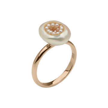 14K Rose Gold Freshwater Pearl and Pink Seed Pearl Ring