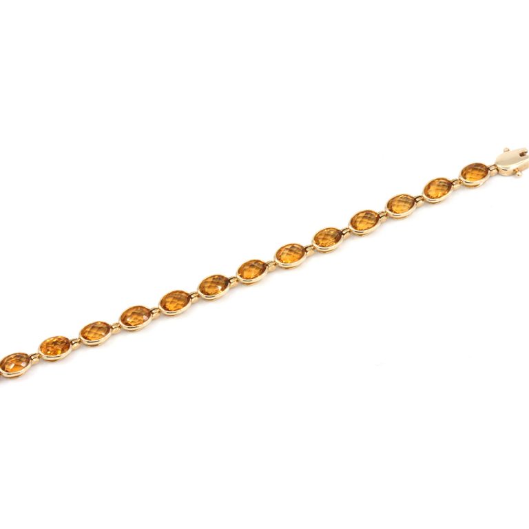 14K Yellow Gold Oval Citrine Bracelet