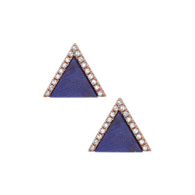 14K Yellow Gold Lapis Triangle Earrings
