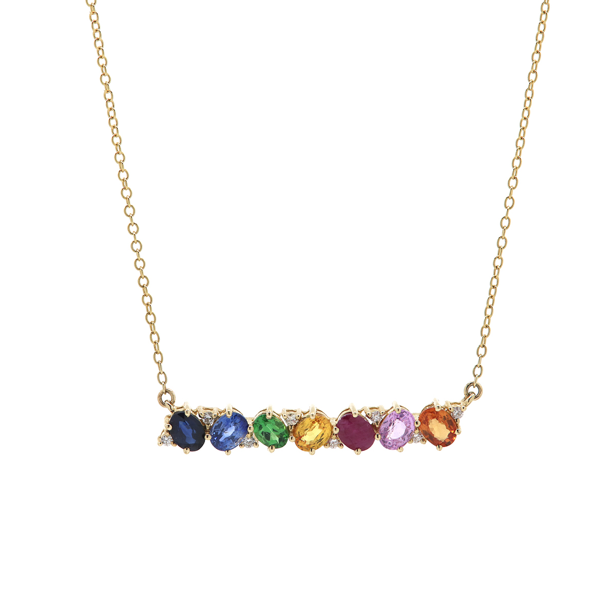 Rainbow Sapphire & Diamond Necklace