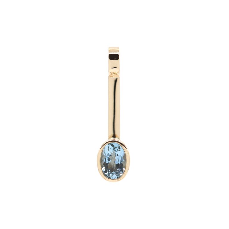 14K Yellow Gold Stackable Oval Aquamarine Pendant