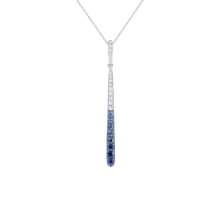 Ombré Blue Sapphire and Diamond Pendant